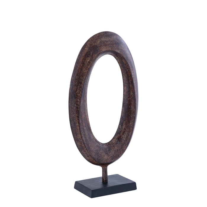 PTMD Rhubie Brown Oval Alu Casted Statue On Base Long