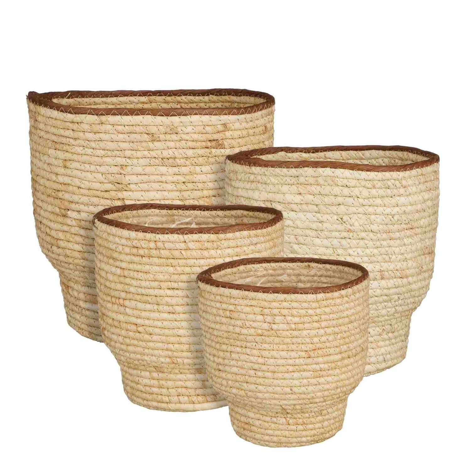 Mica Decorations Mand Darcy - 25x25x25 cm - Maisblad - Bruin - Set van 4