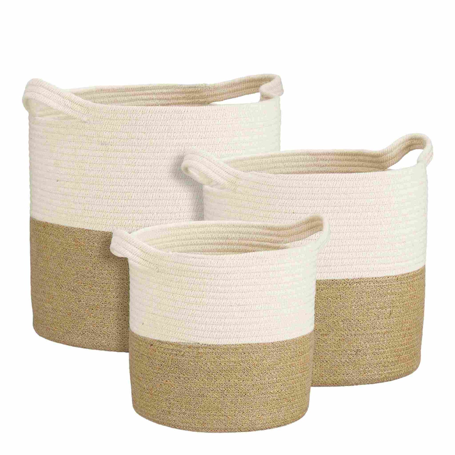 Mica Decorations Mand Lizet - 35x35x35 cm - Jute - Bruin - Set van 3