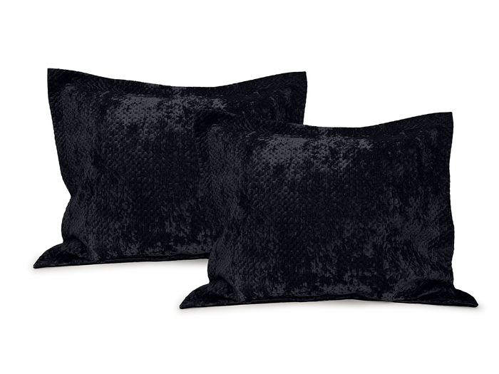 LINNICK Velvet Kussensloop - black 60x70cm - Set van 2