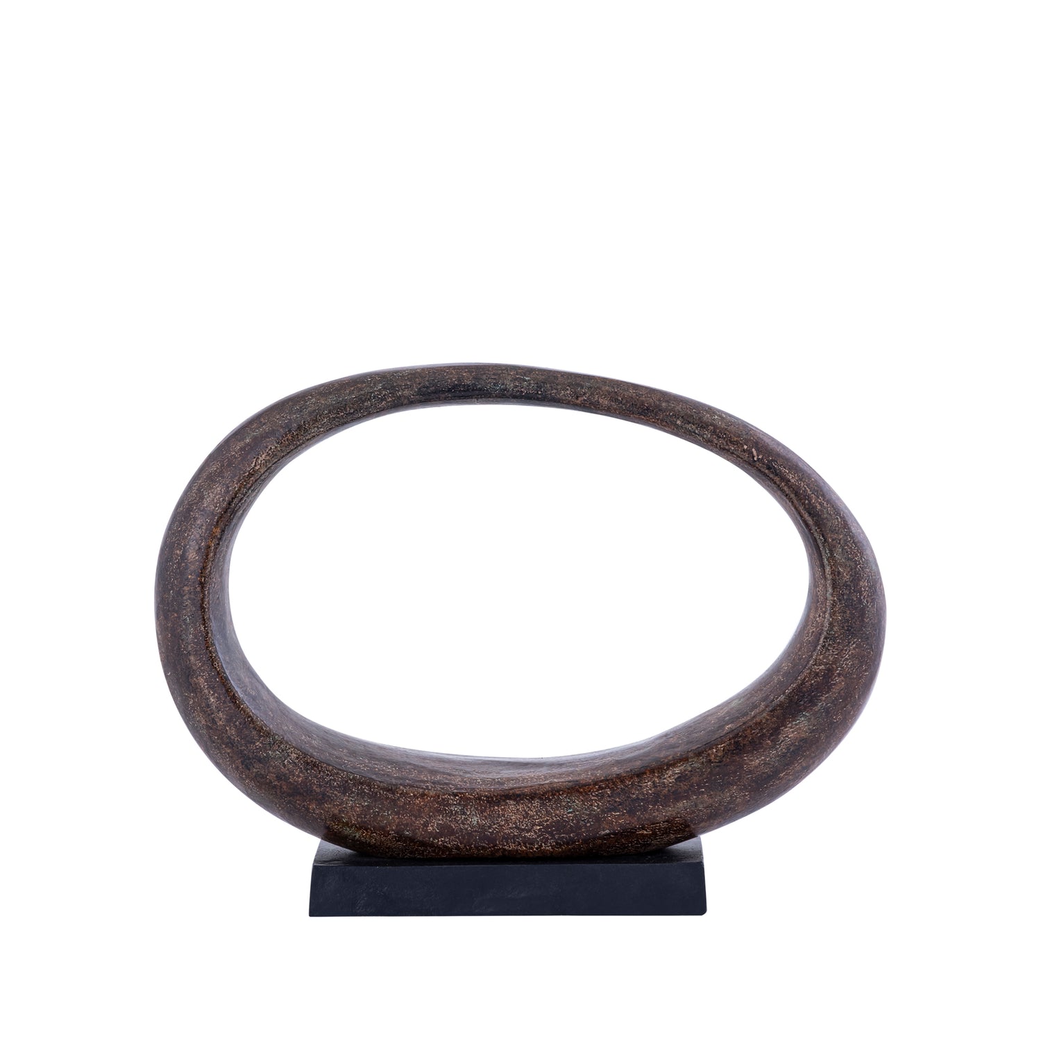 PTMD Rhubie Brown Oval Alu Casted Statue On Base Wide