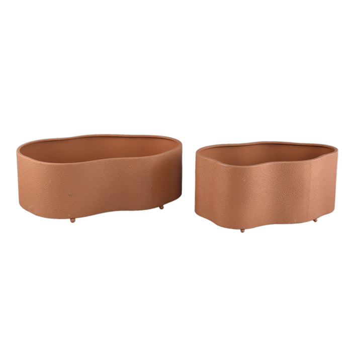 PTMD Marwa Rust Iron Organic Shaped Pot Set Of 2