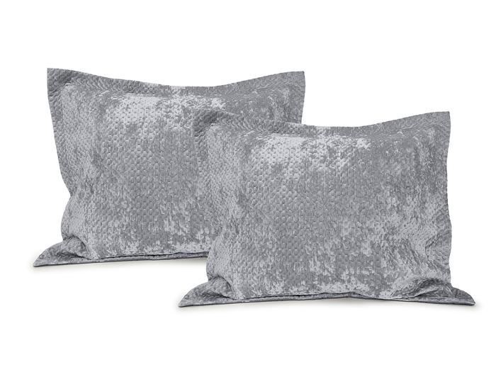 LINNICK Velvet Kussensloop - silver grey 60x70cm - Set van 2