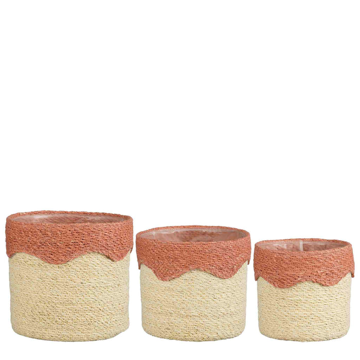 Mica Decorations Mand Fugo - 20x20x20 cm - Zeegras - Roze - Set van 3