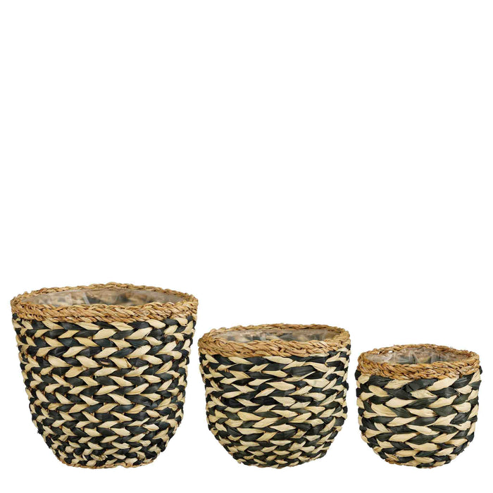 Mica Decorations Mand Harley - 22x22x22 cm - Zeegras - Wit - Set van 3