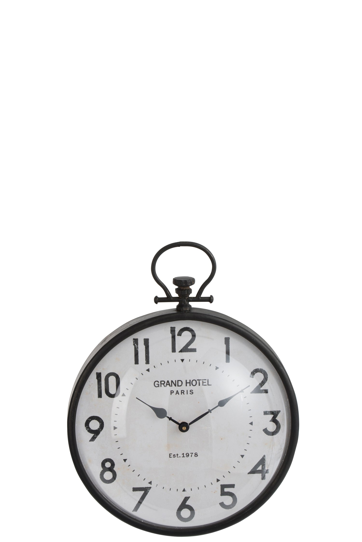 J-line - Klok Bol Rond Metaal Zwart Glas Small - 38x49x14cm