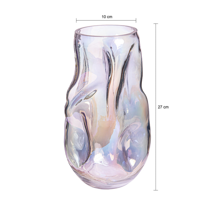 QUVIO Vaas ingedeukt – Maat L – Glas - Parelmoer