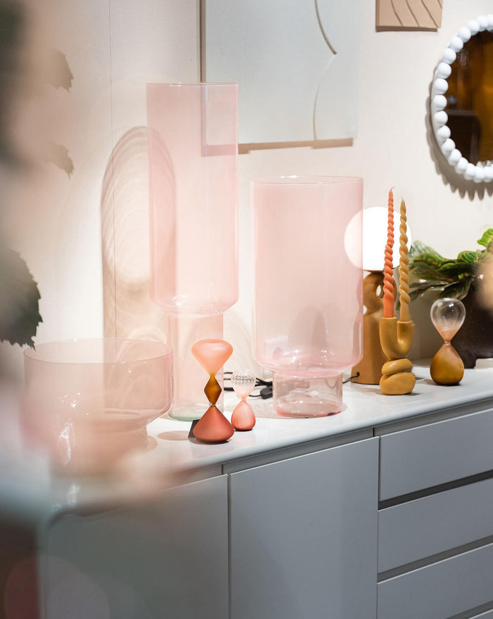 Mica Decorations Vaas Fallon - 24x24x50 cm - Glas - Licht Roze