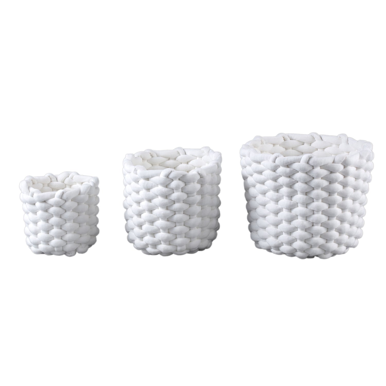 PTMD Olliver White Velvet Rope Basket No Handles SV3