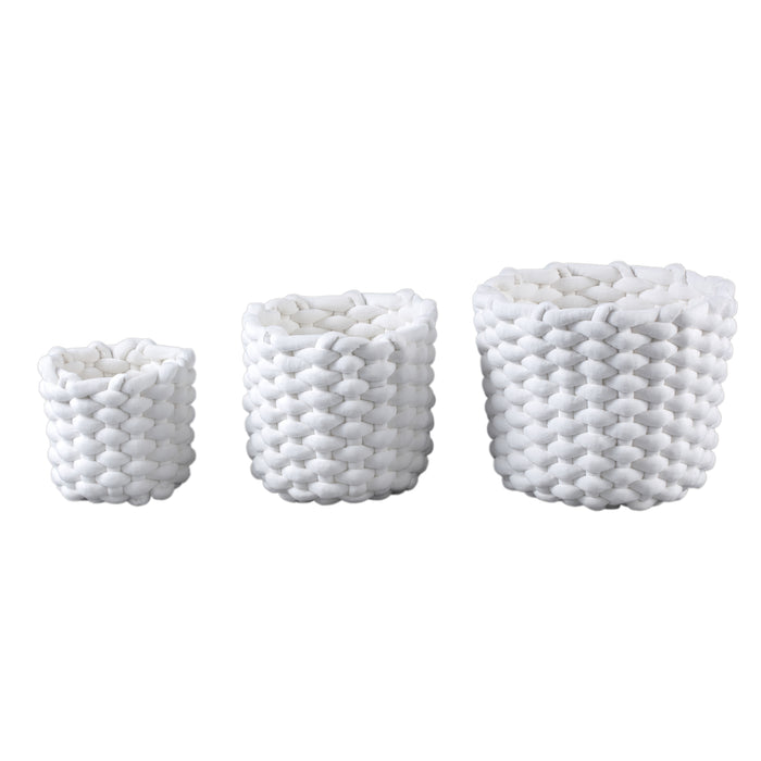 PTMD Olliver White Velvet Rope Basket No Handles SV3