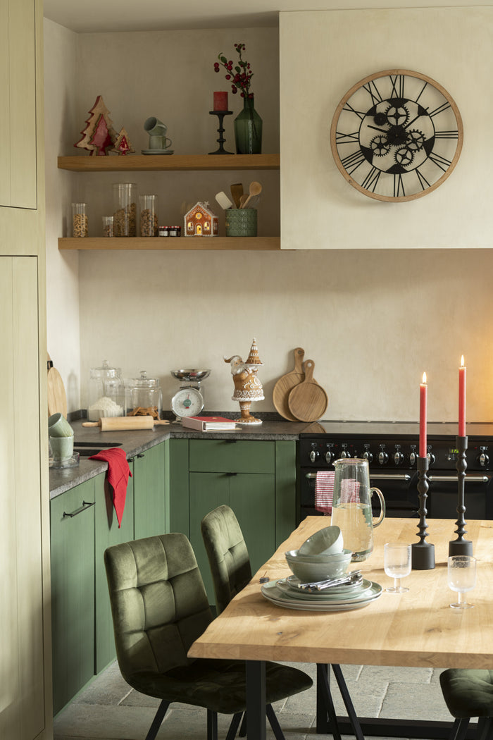 J-line - Klok Romeinse Cijfers Wielen Metaal Zwart Small - 60x4.5x60cm