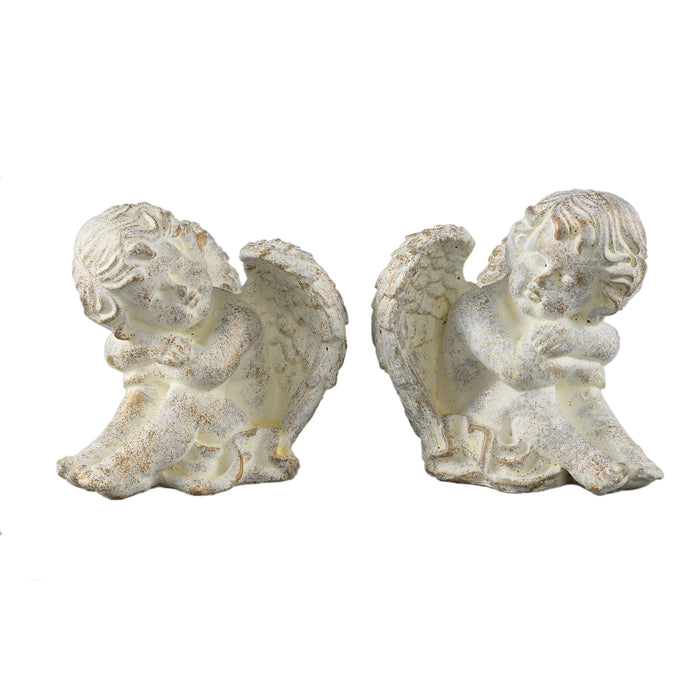 PTMD Chrisann Cream Cement Sitting Angel Statue S