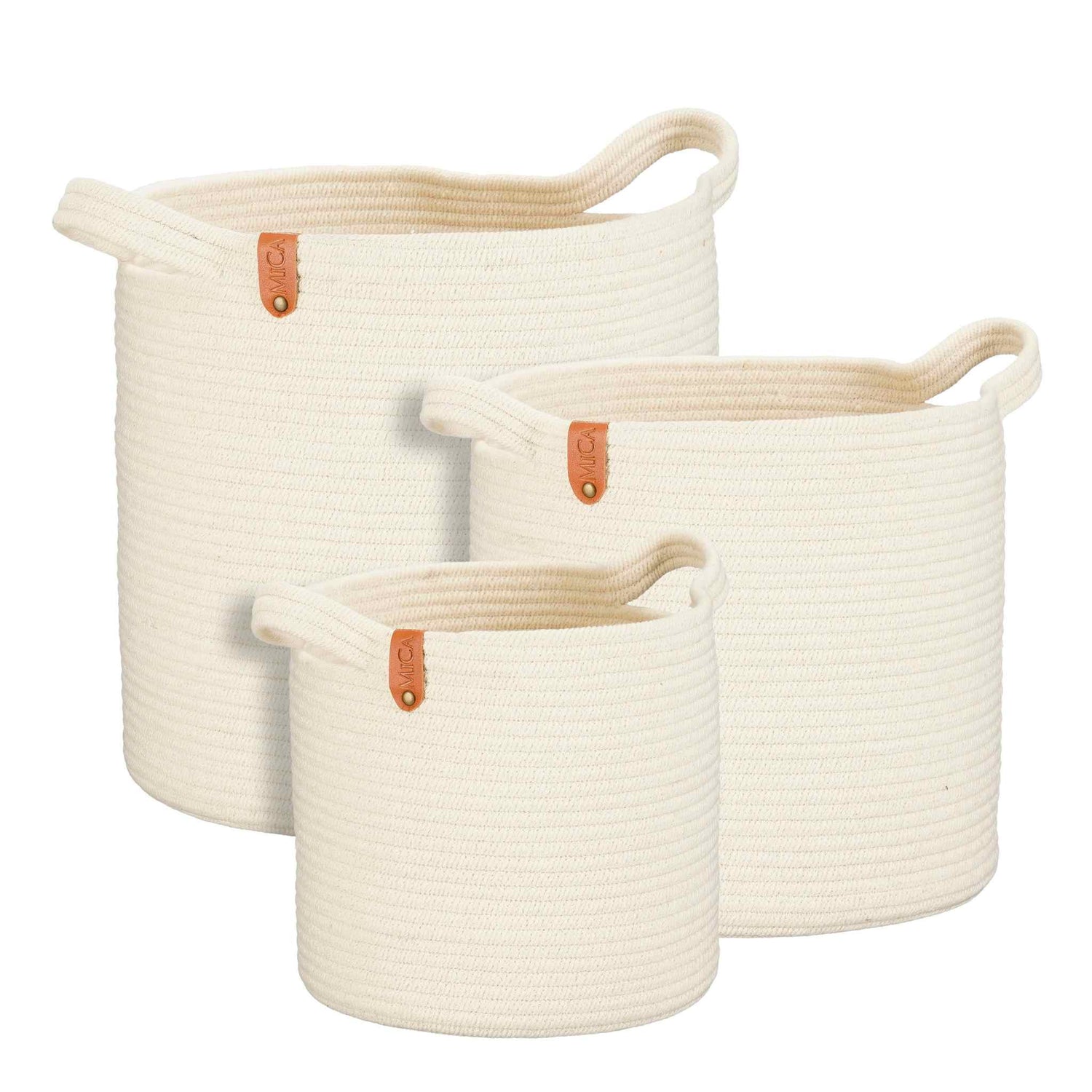 Mica Decorations Mand Matt - 35x35x35 cm - Katoen - Creme - Set van 3