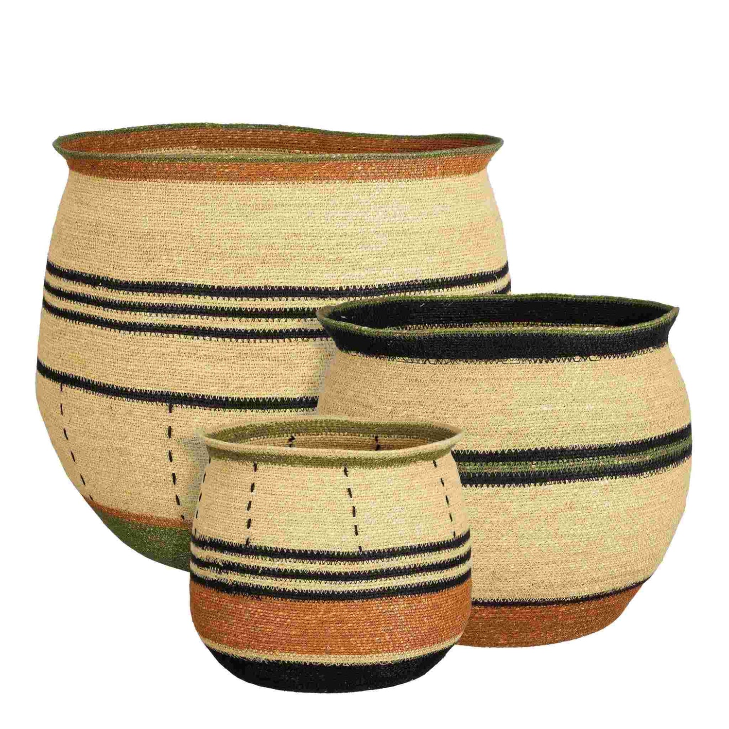 Mica Decorations Mand Phoebe - 48x48x43 cm - Zeegras - Beige - Set van 3