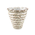 PTMD Nianh Cream Ceramic Pot Irregular Ribbed Round L