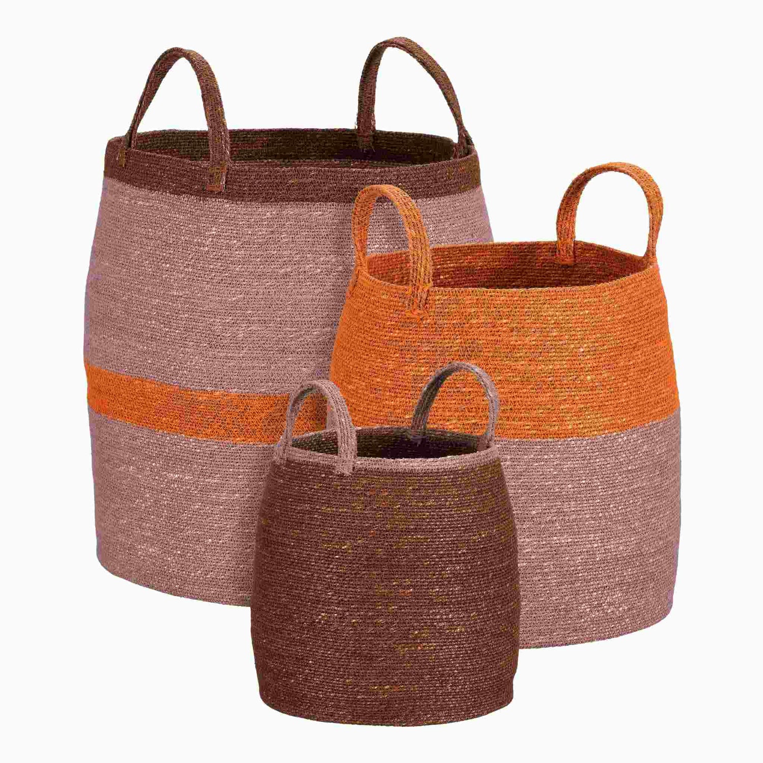 Mica Decorations Mand Nessa - 43x43x43 cm - Zeegras - Paars - Set van 3