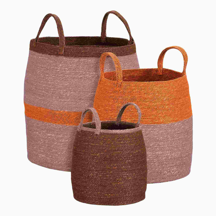 Mica Decorations Mand Nessa - 43x43x43 cm - Zeegras - Paars - Set van 3