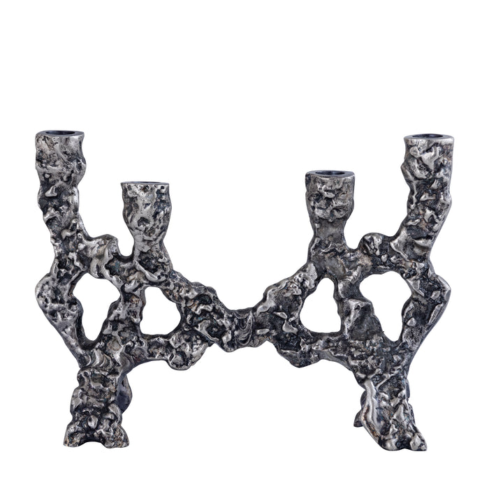 PTMD Danille Silver Casted Alu Candleholder Dented