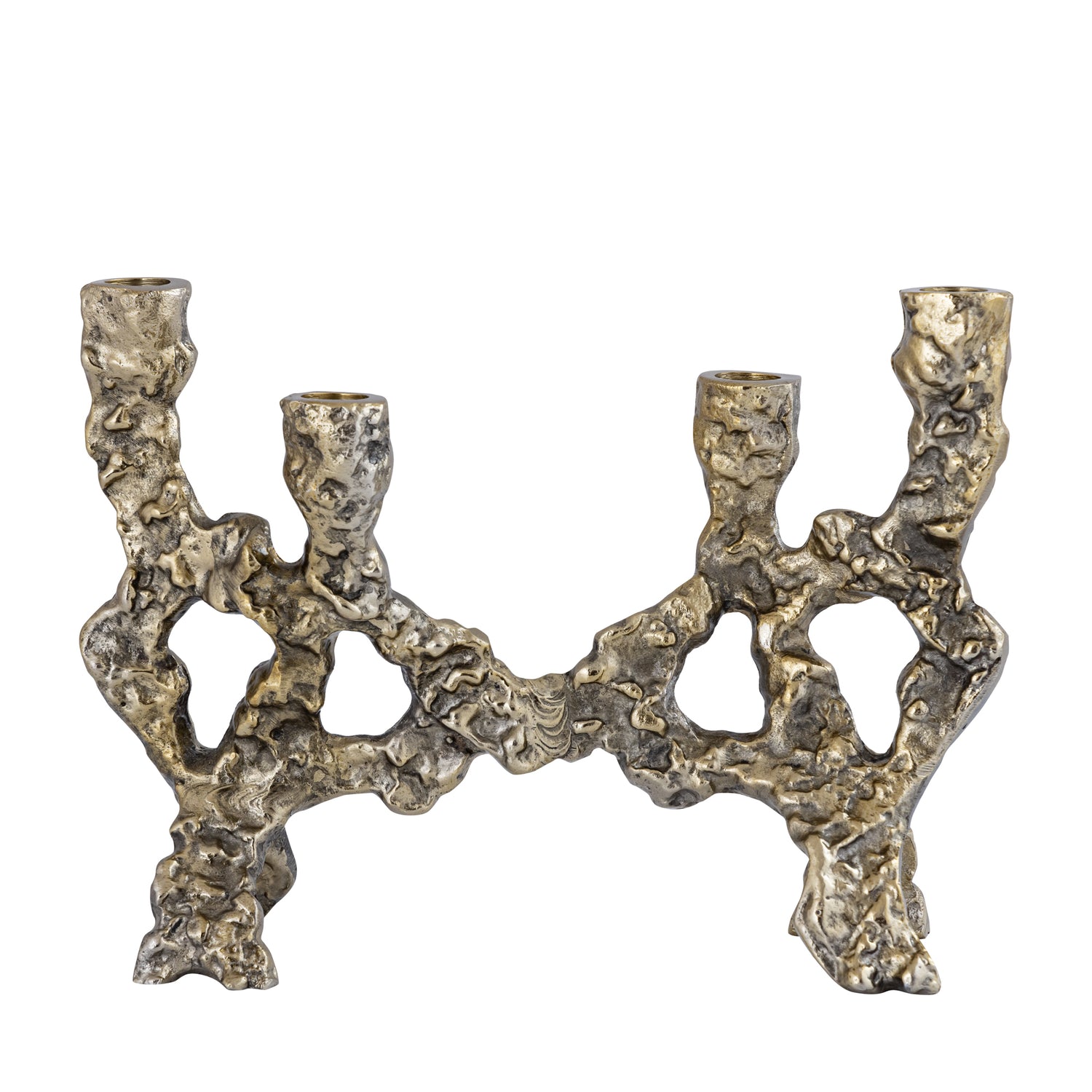 PTMD Danille Gold Casted Alu Candleholder Dented