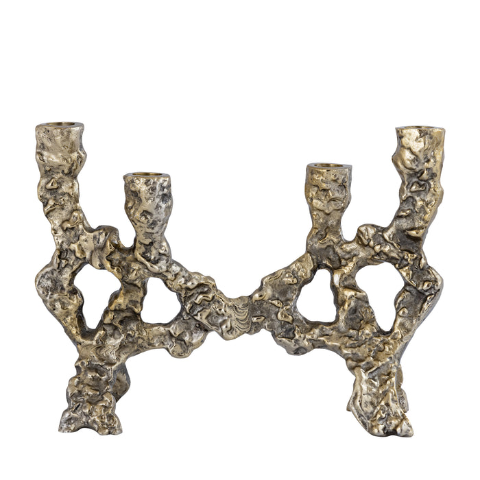 PTMD Danille Gold Casted Alu Candleholder Dented