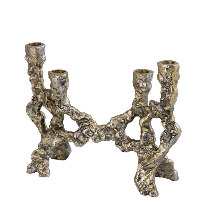 PTMD Danille Gold Casted Alu Candleholder Dented