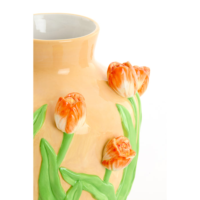 Light&living Vaas deco Ø26x31 cm TULIP keramiek licht oranje-groen