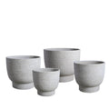 PTMD Pride White GRC Pot Round On Foot Set Of 4