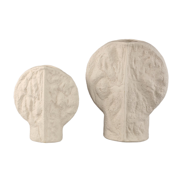 PTMD Linos Taupe Matt Ceramic Structure Round Vase S