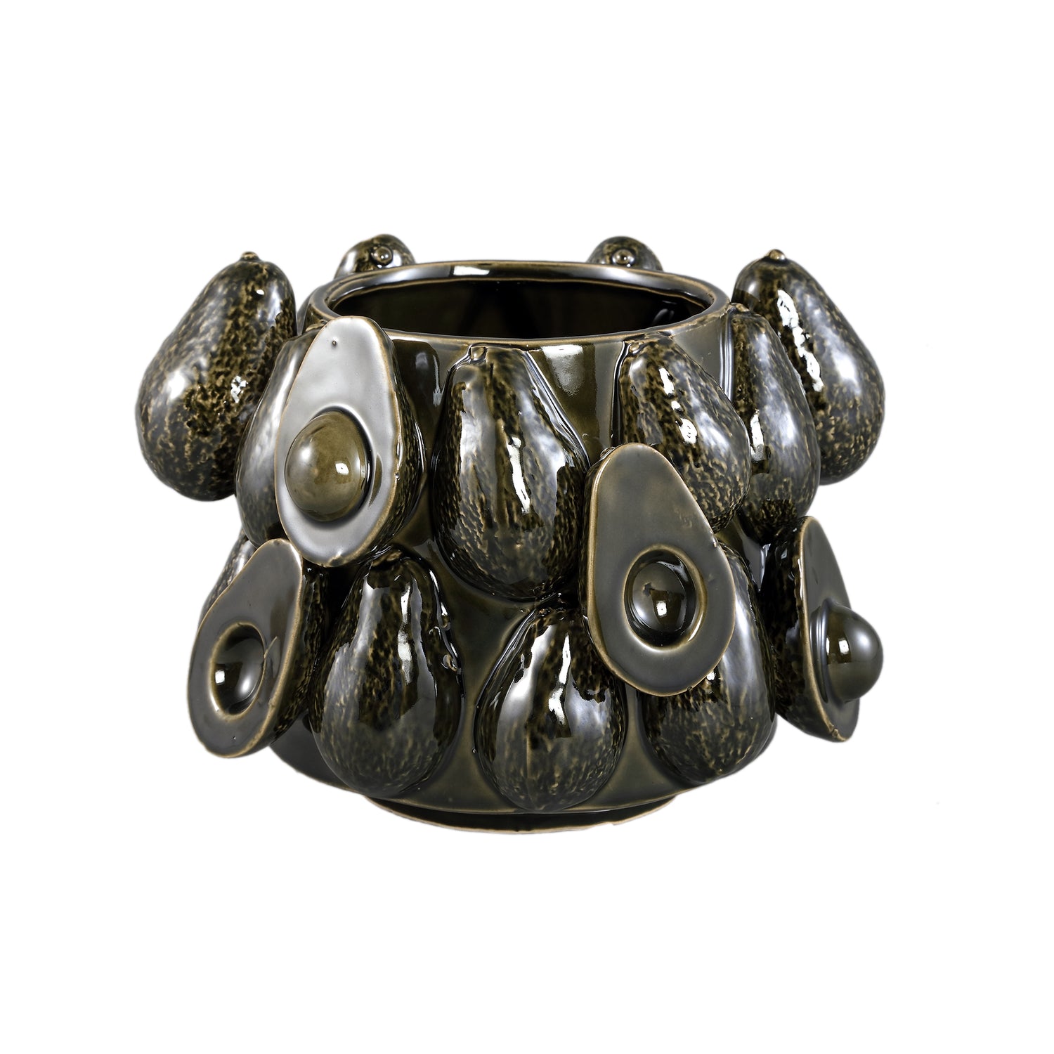 PTMD Bauer Green Ceramic Round Avocado Pot Large