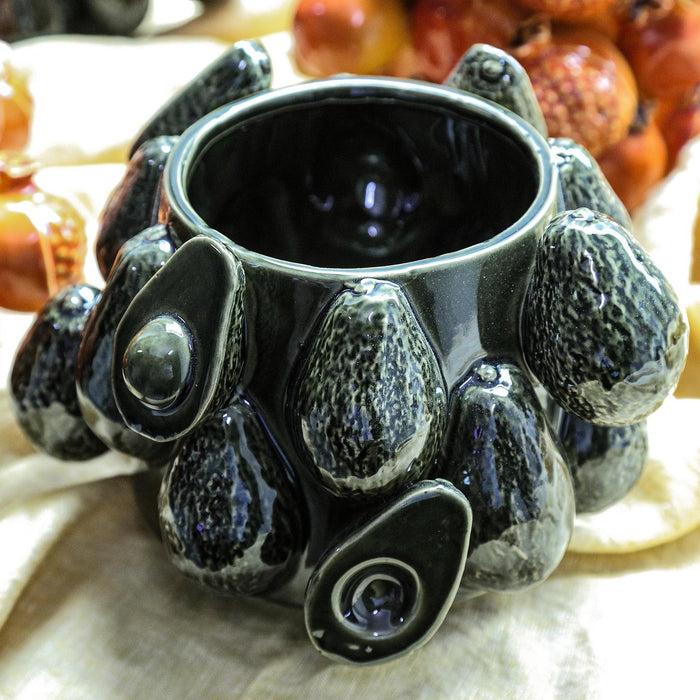 PTMD Bauer Green Ceramic Round Avocado Pot Large