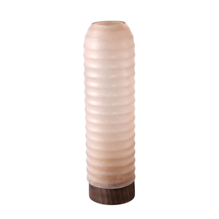 PTMD Yana Brown Matte Ribbed Glass Vase Round High L