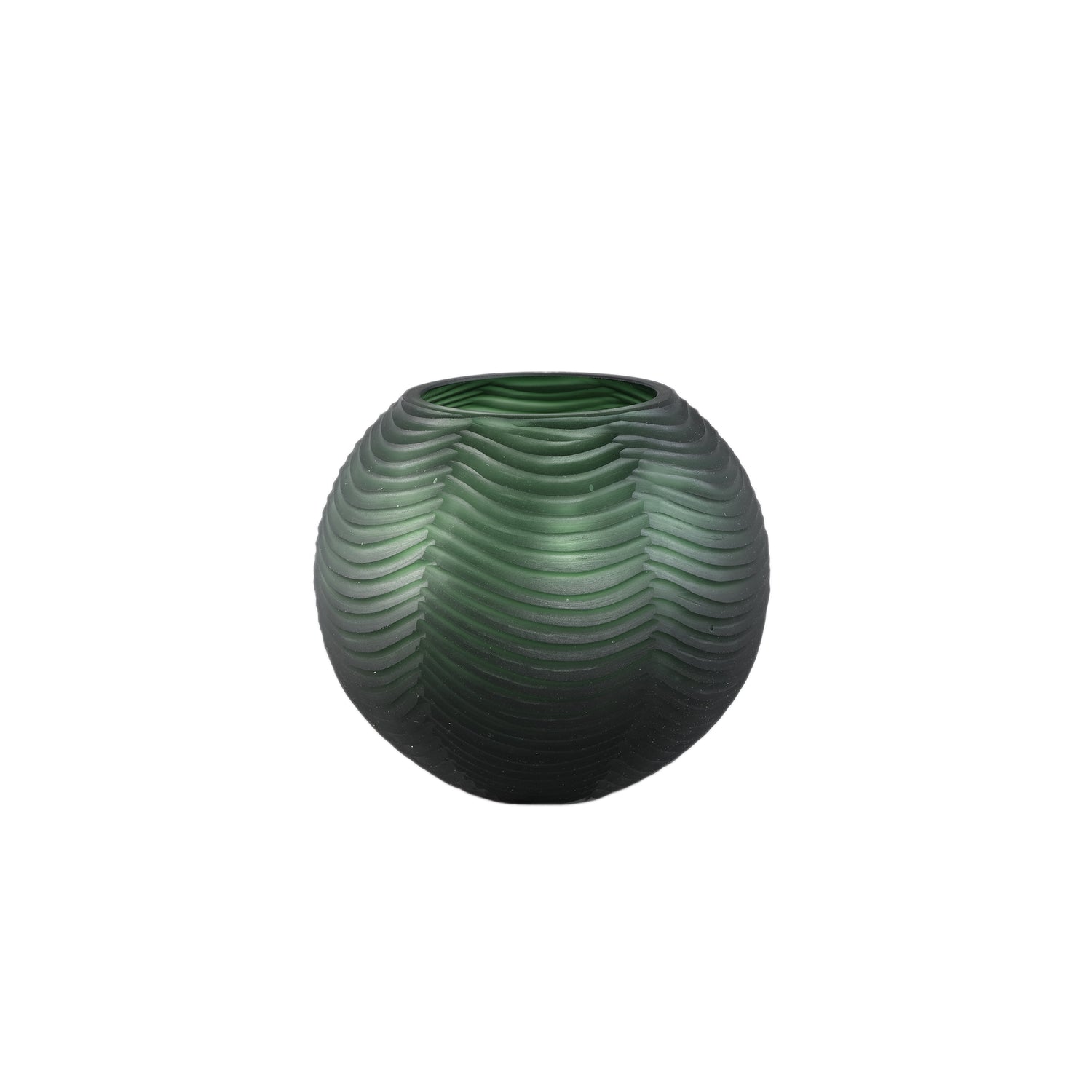 PTMD Elichi Green Round Glass Vase Low