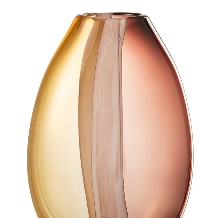 J-Line vaas Arun - glas - bruin|geel - large - Ø 13 cm