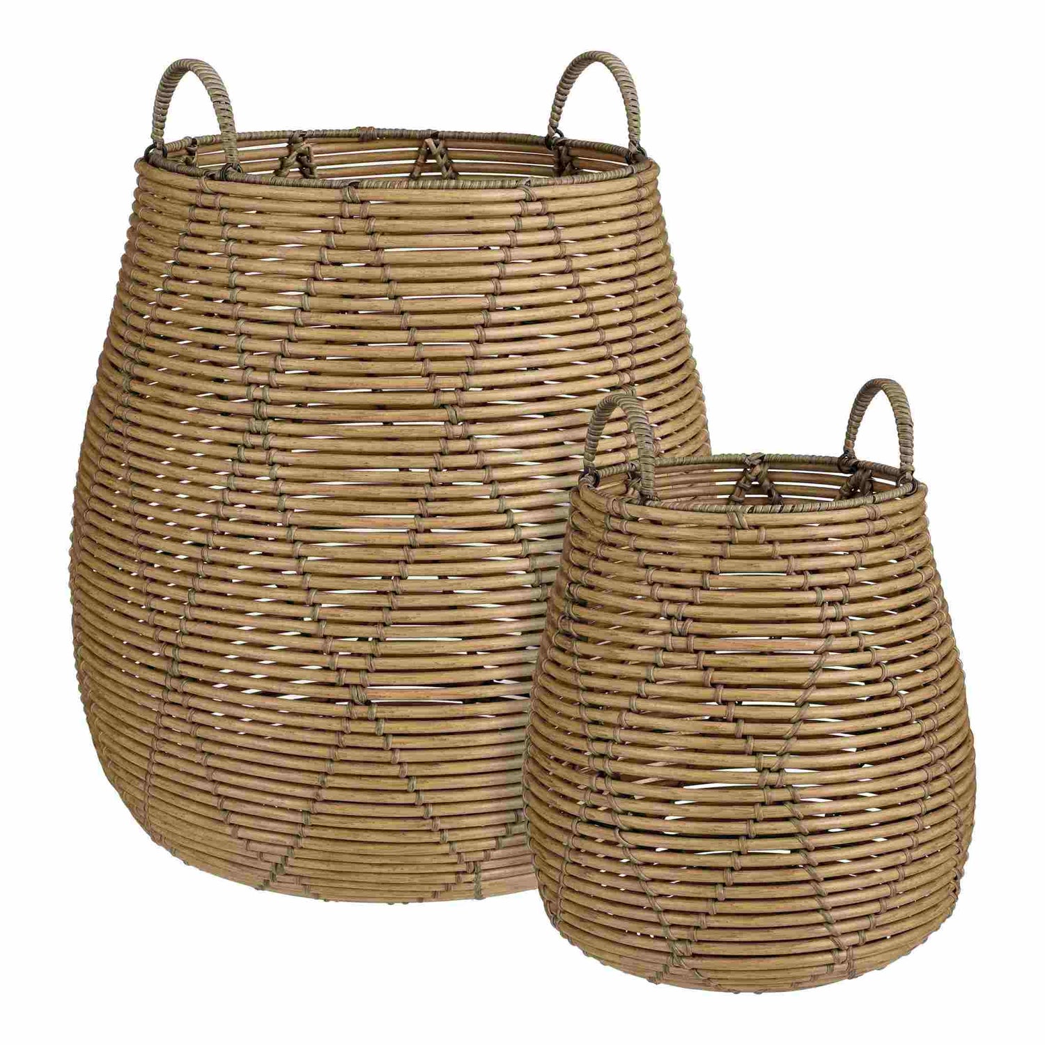 Mica Decorations Mand Capeno - 47x47x50 cm - Gerecycled Plastic - Bruin - Set van 2