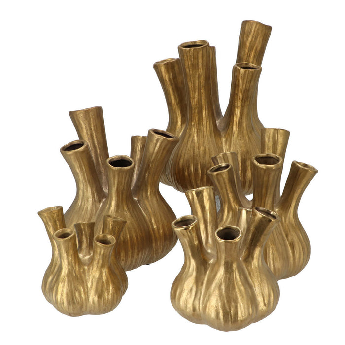 DK Design vaas Aglio - tulpenvaas - goud mat - D20 x H25 cm