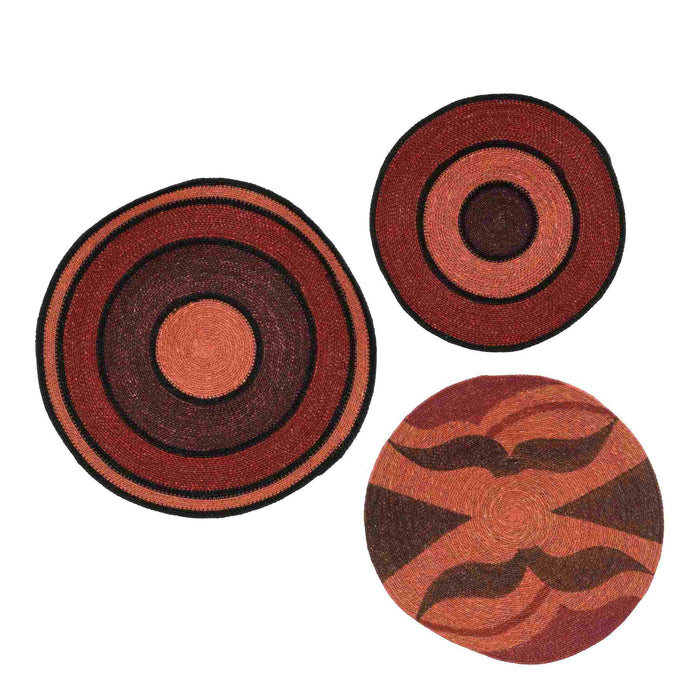 Mica Decorations Wanddecoratie Wall - 50x50x8 cm - Zeegras - Roze - Set van 3