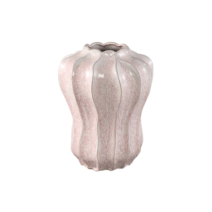 PTMD Hamish Pink Ceramic Round Wavy Shaped Vase L