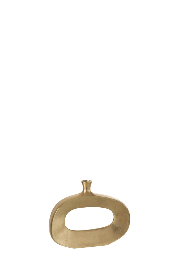 J-Line vaas Ovaal - aluminium - goud - small - 23 cm hoog