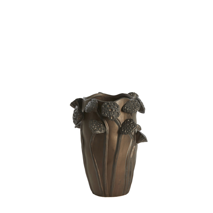 Light&living Vaas deco 27,5x25,5x35 cm LAVCI keramiek mat donker bruin