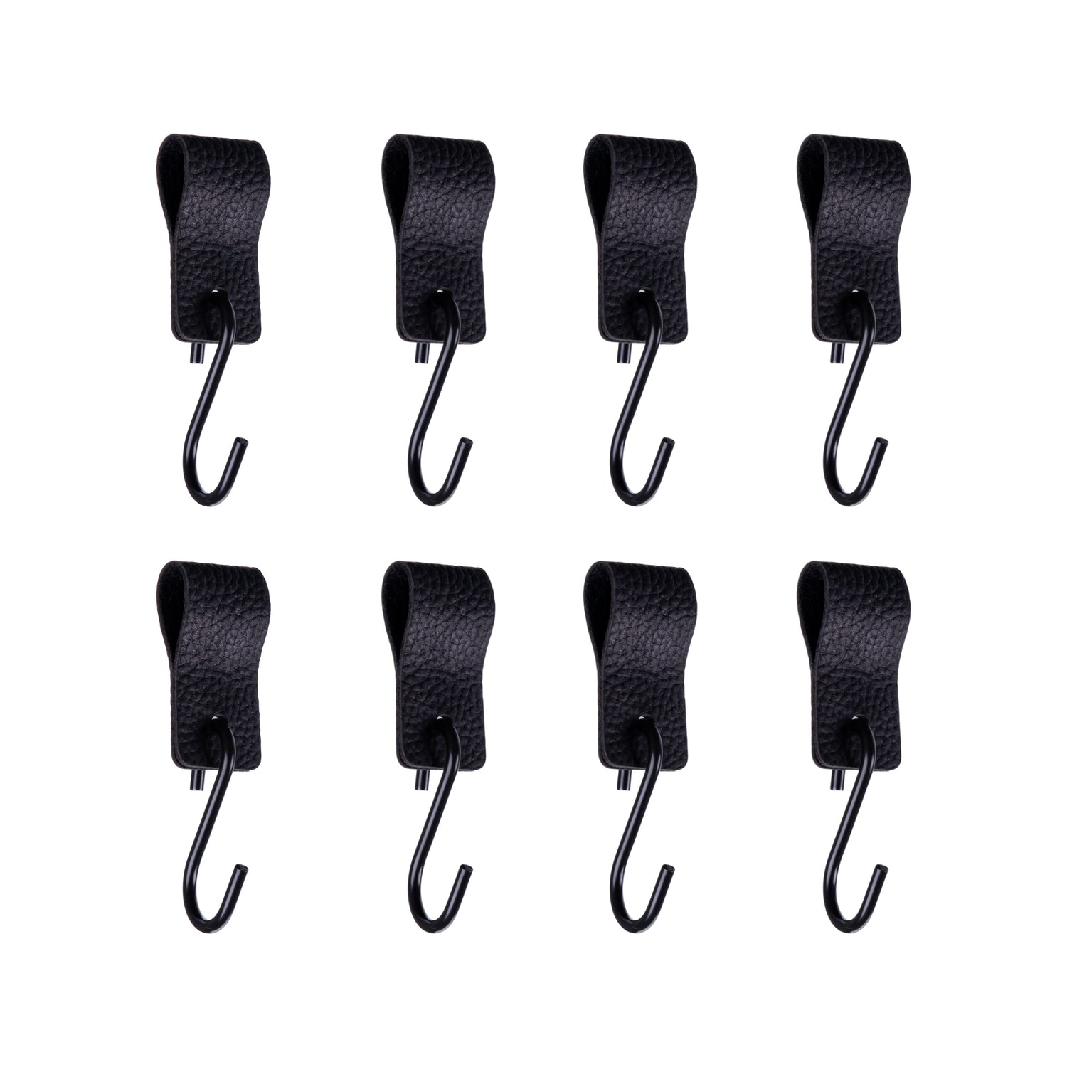 QUVIO S haak met leren bandje - Zwart - set van 8