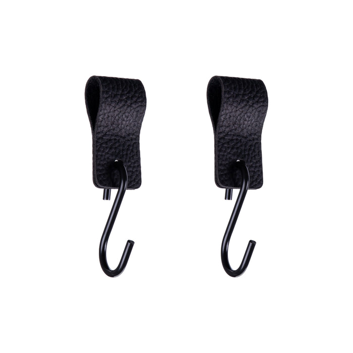 QUVIO S haak met leren bandje - Zwart - set van 2