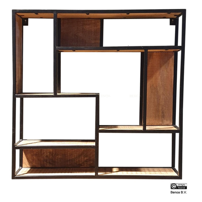 Benoa Celina Iron & Wooden Square Wall Rack 80 cm Iron Black Powder...