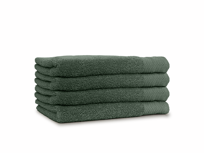 LINNICK Diamond Badstof Handdoek 50x100cm - olive green - set van 4