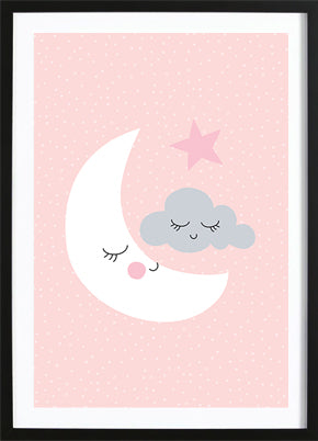 Wallified - Night Night Moon Poster - Wallified - Tekst - Zwart Wit -