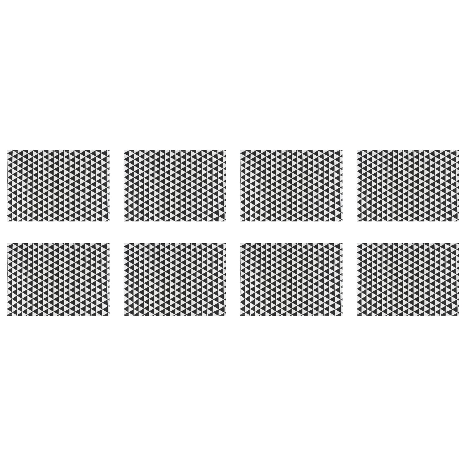 Krumble Theedoek Driehoek patroon - Zwart|wit - Set van 8