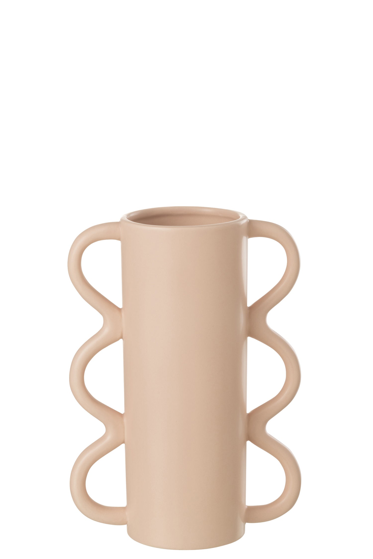 J-Line vaas Golvend Handvat Dolomiet - keramiek - roze - small - 26.5 cm hoog