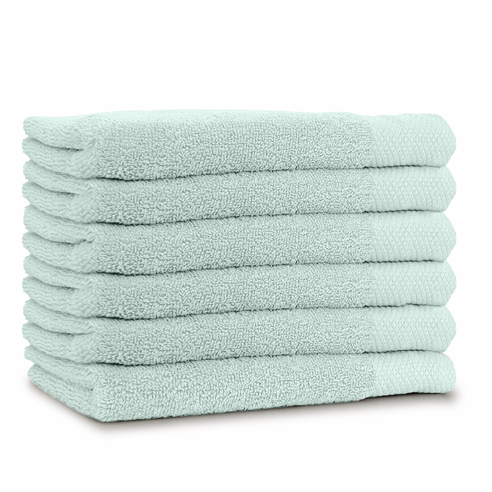 LINNICK Diamond Badstof Handdoek 50x100cm - soft green - set van 6