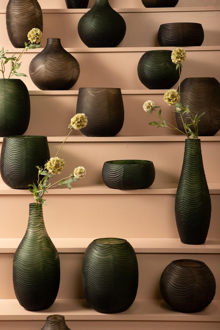 PTMD Elichi Green Round Glass Vase High Wide