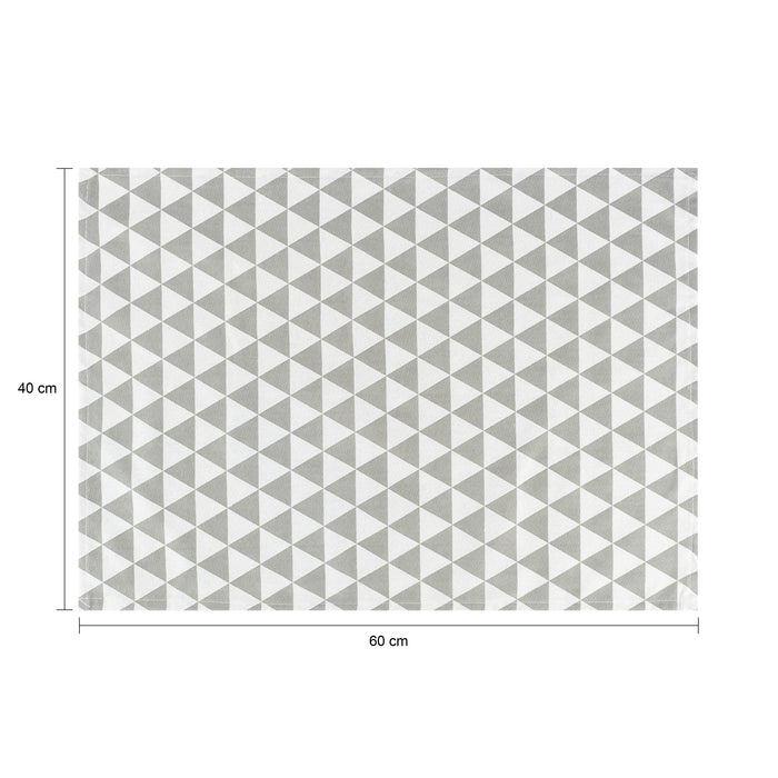 Krumble Theedoek Driehoek patroon - Grijs|wit - Set van 8