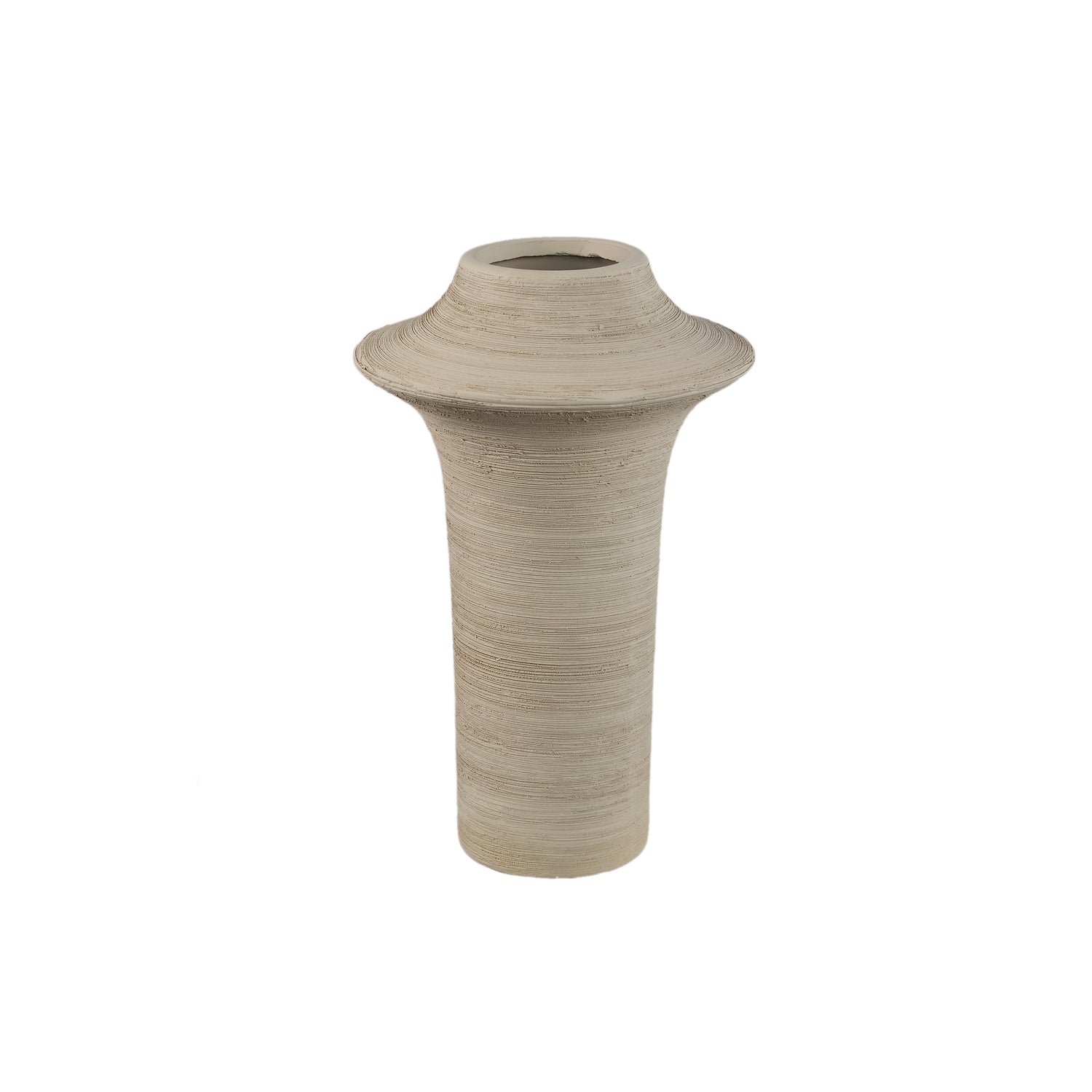 PTMD Rinder Beige Matt Ceramic Wide Ring Vase High L